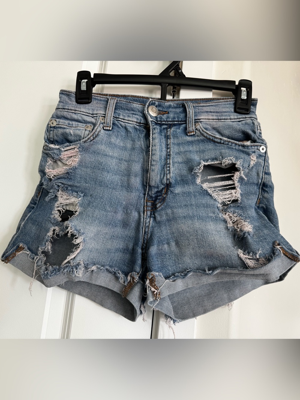 Aeropostale Distressed Light Blue Denim Jean Shorts